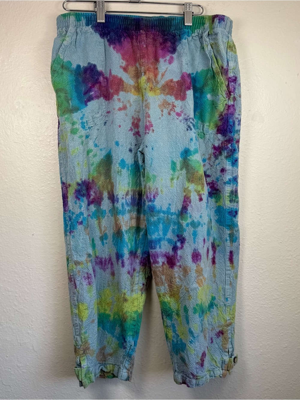 Drawstring Of Malibu Ankle Pants - Boho Hippie Festival Lounge Women’s M Tie Dye